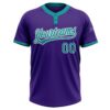 Custom Purple Teal-White Two-Button Unisex Softball Jersey