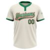 Custom Cream Kelly Green-Red Two-Button Unisex Softball Jersey