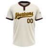 Custom Cream Brown-Gold Two-Button Unisex Softball Jersey