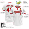 Custom White Red-Black Two-Button Unisex Softball Jersey