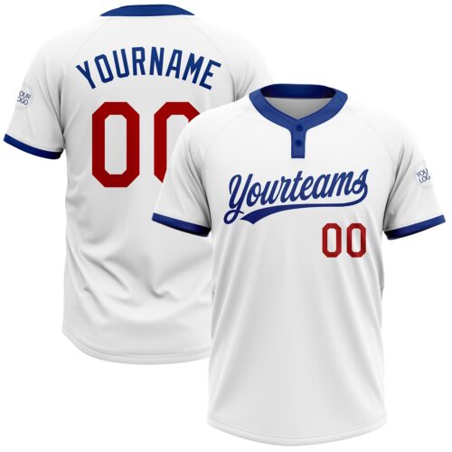 Softball0227_2d2f5a21-f476-41ef-aeef-ef20bf6adccc Custom White Red-Royal Two-Button Unisex Softball Jersey