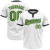 Custom White Neon Green-Black Two-Button Unisex Softball Jersey