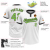 Custom White Neon Green-Black Two-Button Unisex Softball Jersey