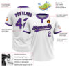 Custom White Purple-Black Two-Button Unisex Softball Jersey