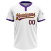 Custom White Purple-Gold Two-Button Unisex Softball Jersey