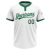 Custom White Kelly Green Two-Button Unisex Softball Jersey