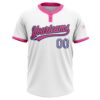 Custom White Light Blue Black-Pink Two-Button Unisex Softball Jersey