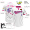 Custom White Light Blue Black-Pink Two-Button Unisex Softball Jersey