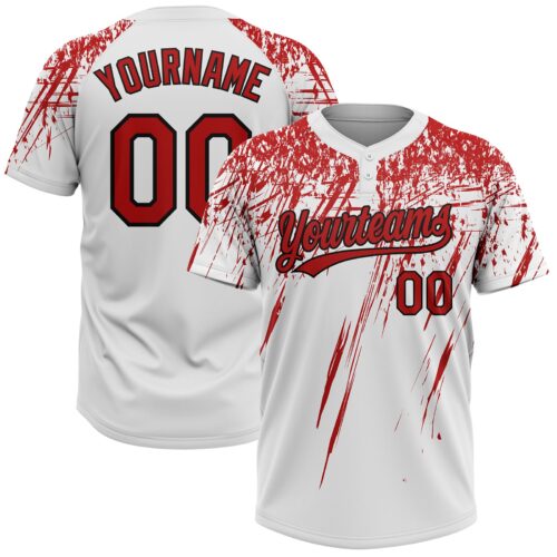 Softball0255_9a00e089-a3df-4251-807d-4cf05c7407c8 Custom White Red-Black 3D Pattern Two-Button Unisex Softball Jersey
