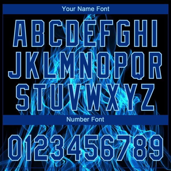 Custom Black Royal-Light Blue 3D Pattern Flame Two-Button Unisex Softball Jersey