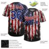 Custom White Royal-Red 3D American Flag Fashion Two-Button Unisex Softball Jersey