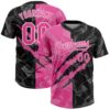 Custom Graffiti Pattern Pink-Black 3D Two-Button Unisex Softball Jersey