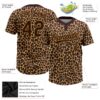 Custom Brown Brown-Old Gold 3D Pattern Leopard Two-Button Unisex Softball Jersey