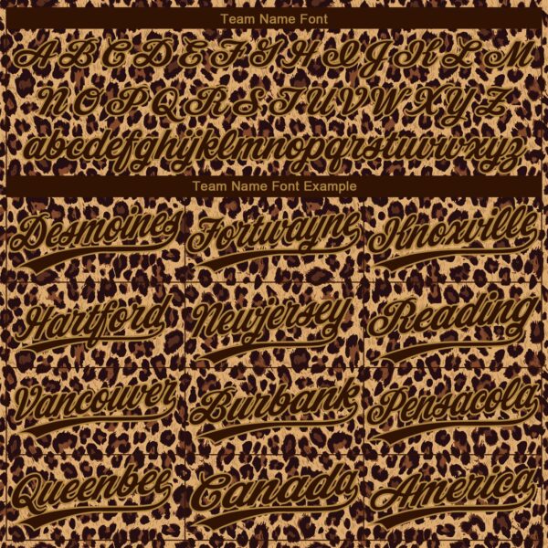 Custom Brown Brown-Old Gold 3D Pattern Leopard Two-Button Unisex Softball Jersey