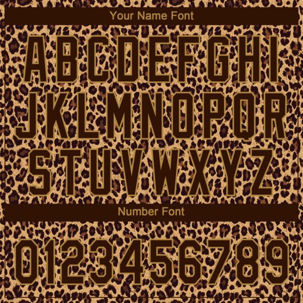 Custom Brown Brown-Old Gold 3D Pattern Leopard Two-Button Unisex Softball Jersey