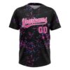 Custom Black Pink-White 3D Pattern Two-Button Unisex Softball Jersey