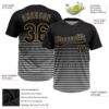 Custom Black Black-Old Gold 3D Pattern Two-Button Unisex Softball Jersey