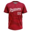 Custom Red White 3D Pattern Two-Button Unisex Softball Jersey