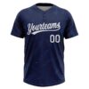 Custom Navy White 3D Pattern Two-Button Unisex Softball Jersey