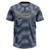 Custom Steel Gray Black-White 3D Pattern Two-Button Unisex Softball Jersey