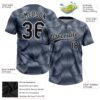 Custom Steel Gray Black-White 3D Pattern Two-Button Unisex Softball Jersey