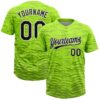 Custom Neon Green Black-White 3D Pattern Two-Button Unisex Softball Jersey