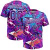 Custom Graffiti Pattern Purple-White 3D Bright Psychedelic Two-Button Unisex Softball Jersey
