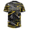 Custom Black Black-Gold 3D Pattern Two-Button Unisex Softball Jersey