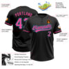 Custom Black Pink-Sky Blue Two-Button Unisex Softball Jersey