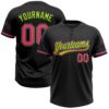 Custom Black Pink-Neon Green Two-Button Unisex Softball Jersey