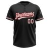 Custom Black White-Red Two-Button Unisex Softball Jersey