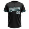 Custom Black White-Teal Two-Button Unisex Softball Jersey