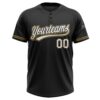 Custom Black White-Old Gold Two-Button Unisex Softball Jersey