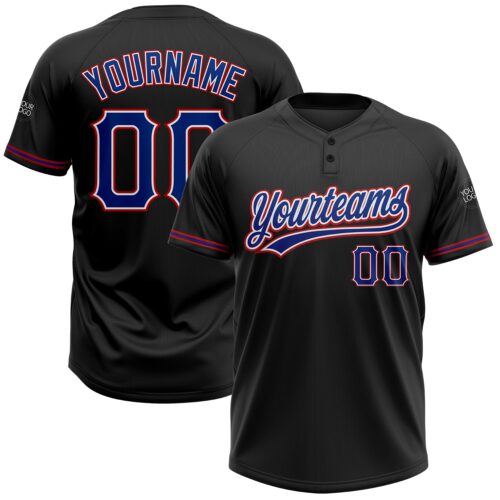 Softball0355 Custom Black Royal-Red Two-Button Unisex Softball Jersey