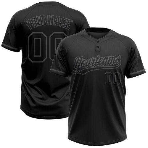 Softball0356 Custom Black Black-Steel Gray Two-Button Unisex Softball Jersey
