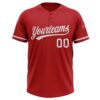 Custom Red White Two-Button Unisex Softball Jersey