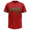 Custom Red Black-Old Gold Two-Button Unisex Softball Jersey