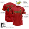 Custom Red Black-Old Gold Two-Button Unisex Softball Jersey