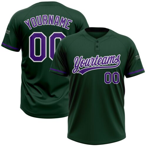 Softball0414 Custom Green Purple-White Two-Button Unisex Softball Jersey
