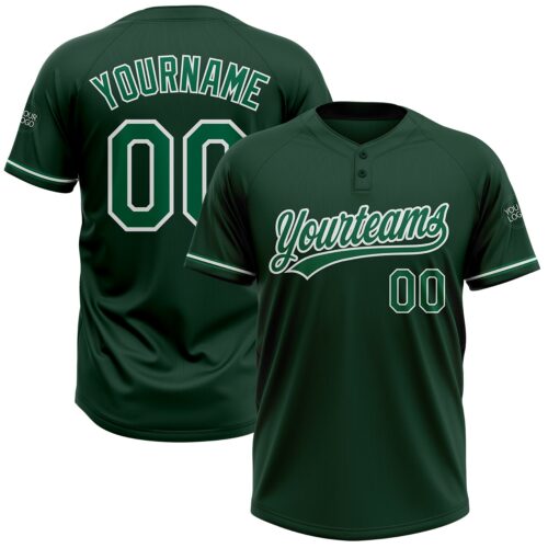 Softball0415 Custom Green Kelly Green-White Two-Button Unisex Softball Jersey