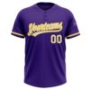 Custom Purple White-Gold Two-Button Unisex Softball Jersey