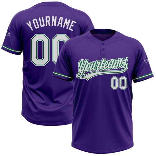 Softball0446 Custom Purple White-Kelly Green Two-Button Unisex Softball Jersey