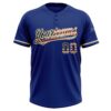 Custom Royal Vintage USA Flag-City Cream Two-Button Unisex Softball Jersey