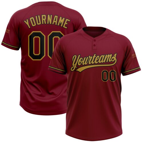 Softball0483_a1cd5e64-1a2f-4c10-a740-59fcbc995d1c Custom Crimson Black-Old Gold Two-Button Unisex Softball Jersey