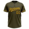 Custom Olive Gold-Black Salute To Service Two-Button Unisex Softball Jersey