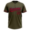 Custom Olive Red-Navy Salute To Service Two-Button Unisex Softball Jersey