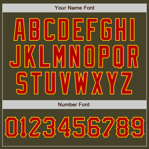 Custom Olive Red-Gold Salute To Service Two-Button Unisex Softball Jersey