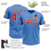 Custom Powder Blue Red-White Two-Button Unisex Softball Jersey