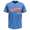 Custom Powder Blue White-Red Two-Button Unisex Softball Jersey