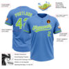 Custom Powder Blue Neon Green-White Two-Button Unisex Softball Jersey